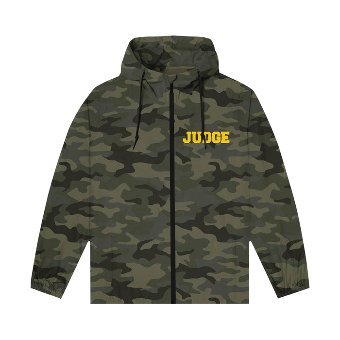 judge Warriors Against Racism Camo Zip-Up Windbreaker front