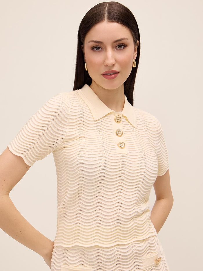Wavy Ribbed Polo by Le Chateau.