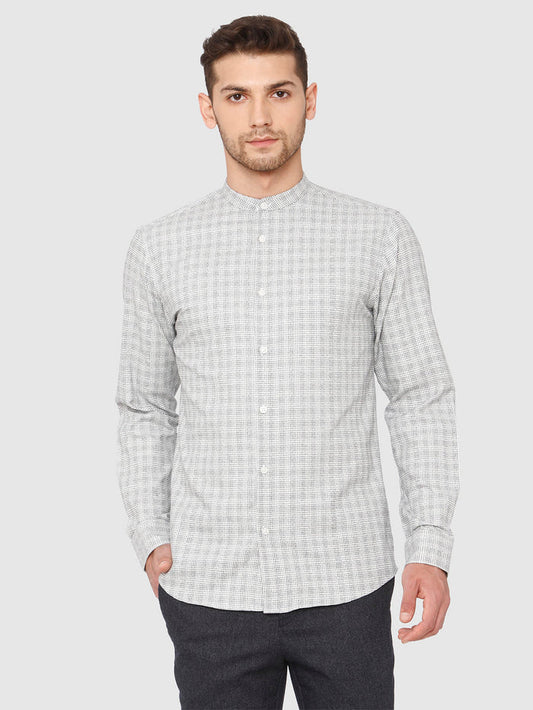 White Check Full Sleeves Shirt