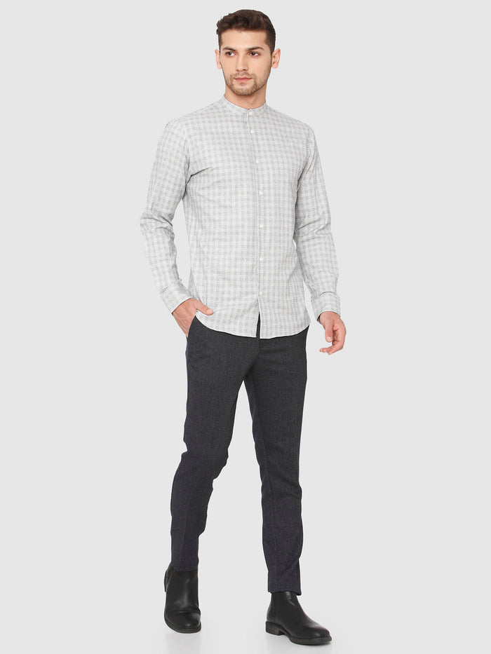 White Check Full Sleeves Shirt