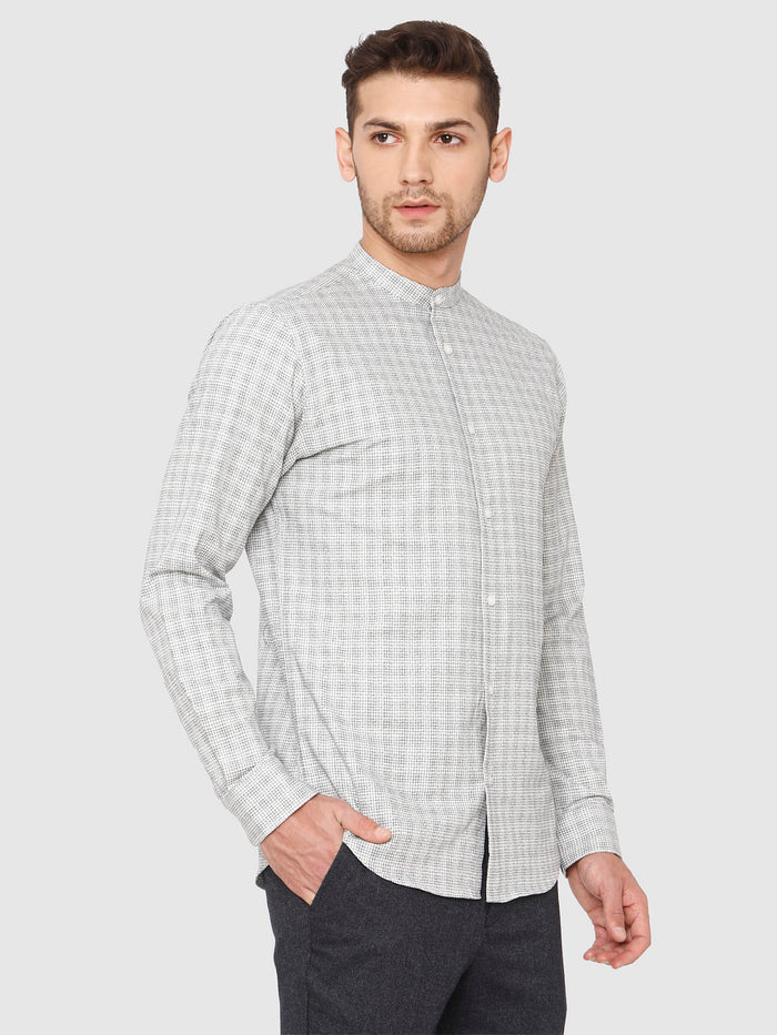 White Check Full Sleeves Shirt