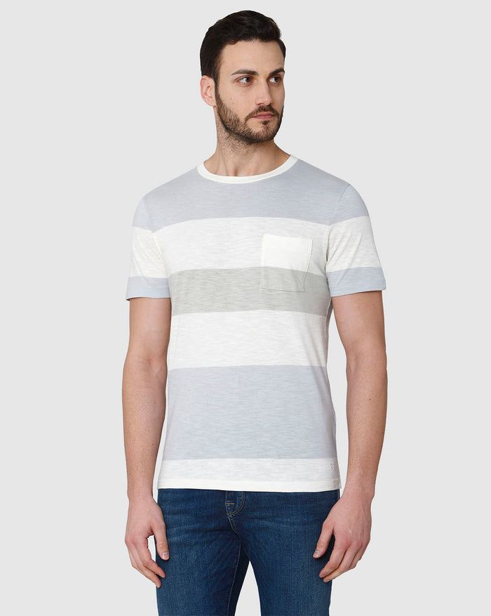 White Colourblocked Crew Neck T-Shirt