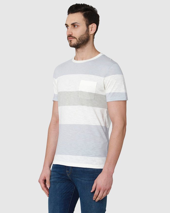 White Colourblocked Crew Neck T-Shirt