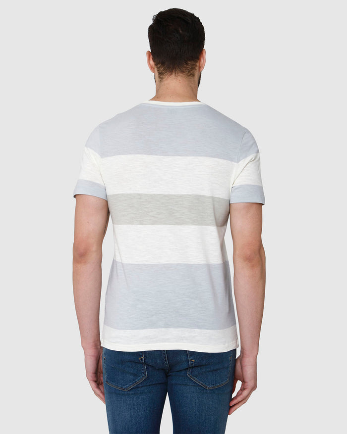 White Colourblocked Crew Neck T-Shirt