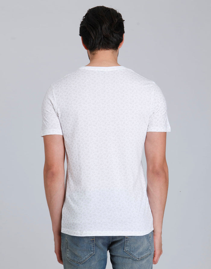 White Floral Print Crew Neck T-Shirt