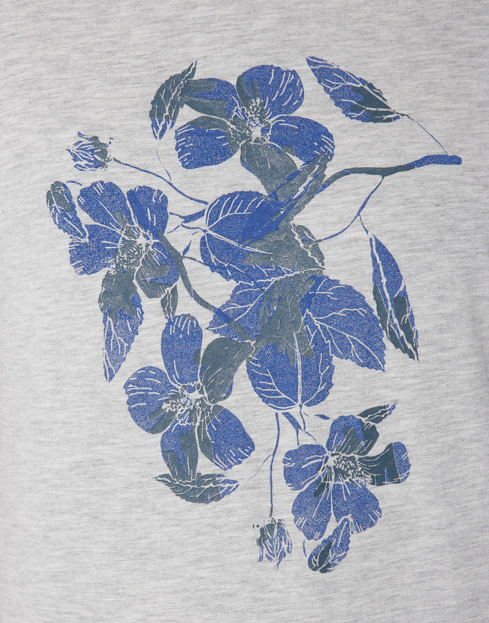 White Floral Print Crew Neck T-Shirt