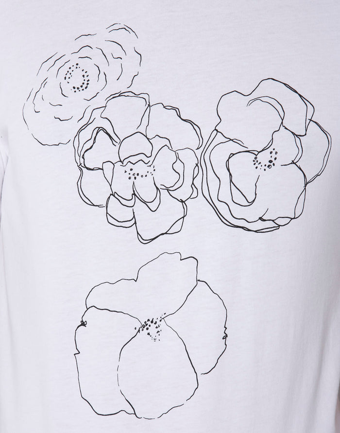 White Floral Print Crew Neck T-Shirt
