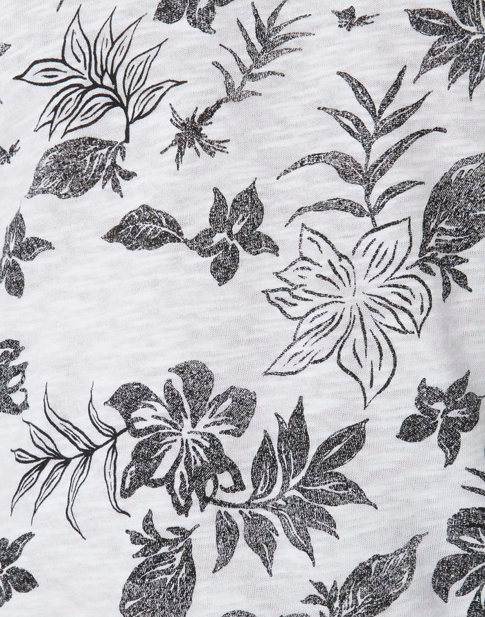 White Floral Print Crew Neck T-Shirt