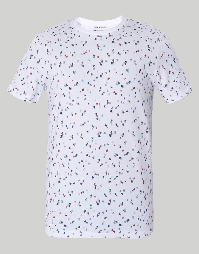 White Floral Print Crew Neck T-Shirt