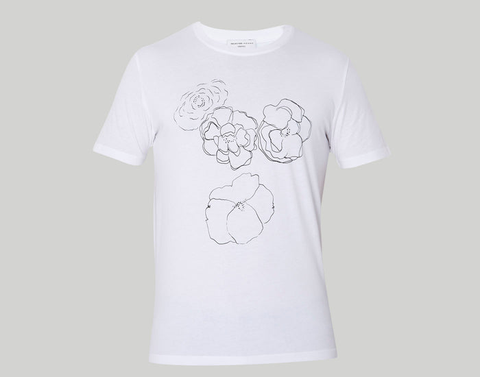 White Floral Print Crew Neck T-Shirt