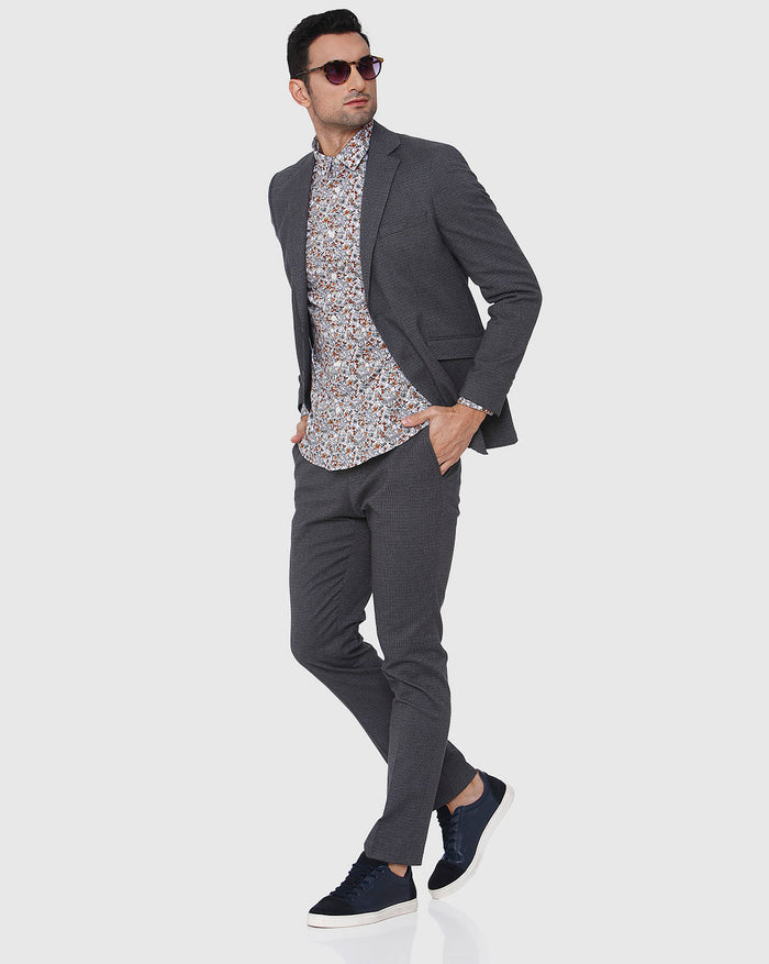 White Floral Print Full Sleeves Shirt