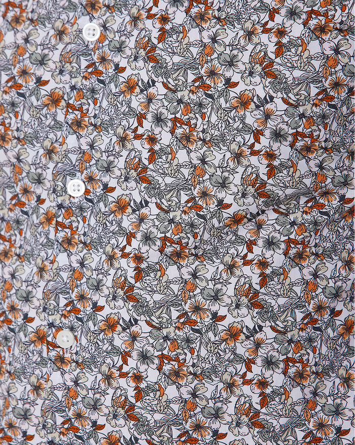 White Floral Print Full Sleeves Shirt
