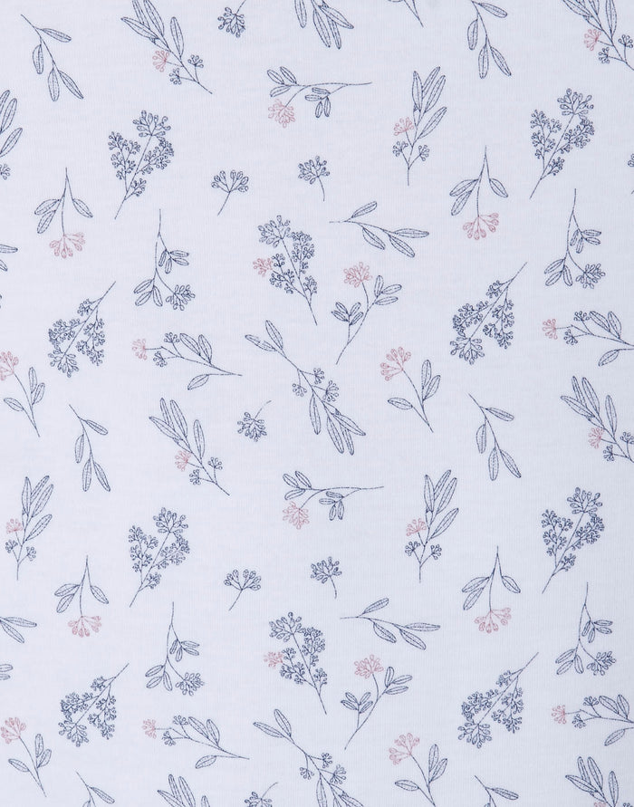 White Floral Print Polo Neck T-Shirt
