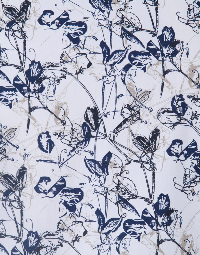 White Floral Print Short Sleeves Shirt