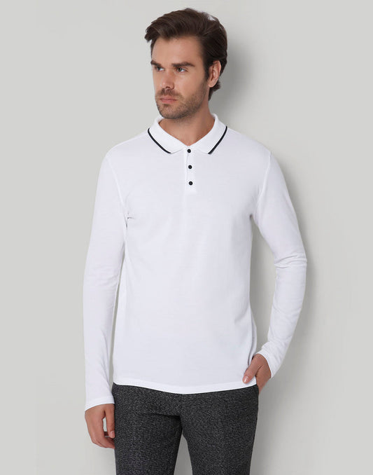 White Polo Neck T-Shirt