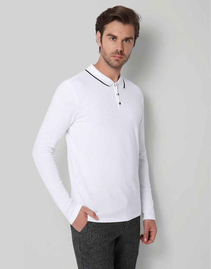 White Polo Neck T-Shirt