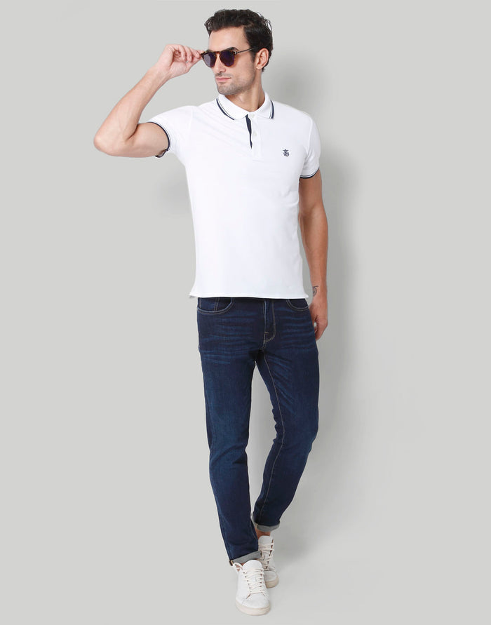 White Polo Neck T-Shirt