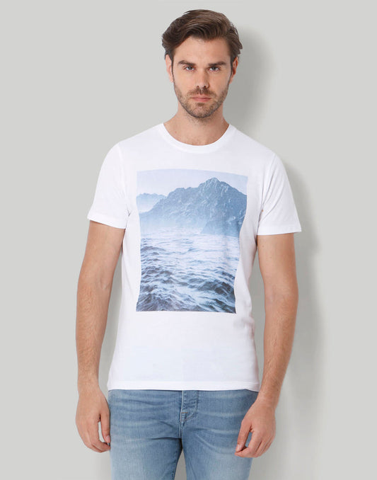 White Printed Crew Neck T-Shirt