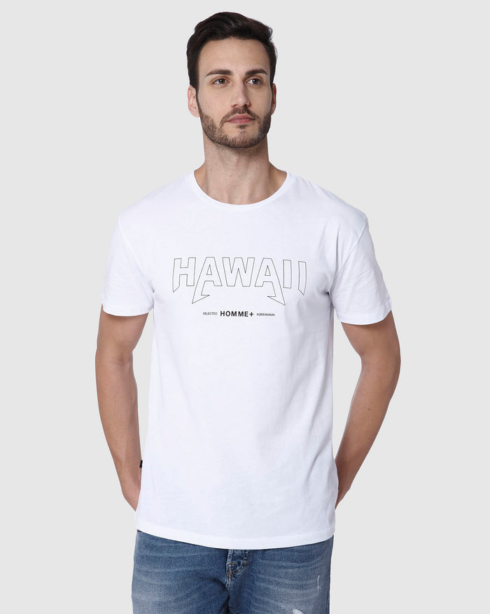 White Printed Crew Neck T-Shirt