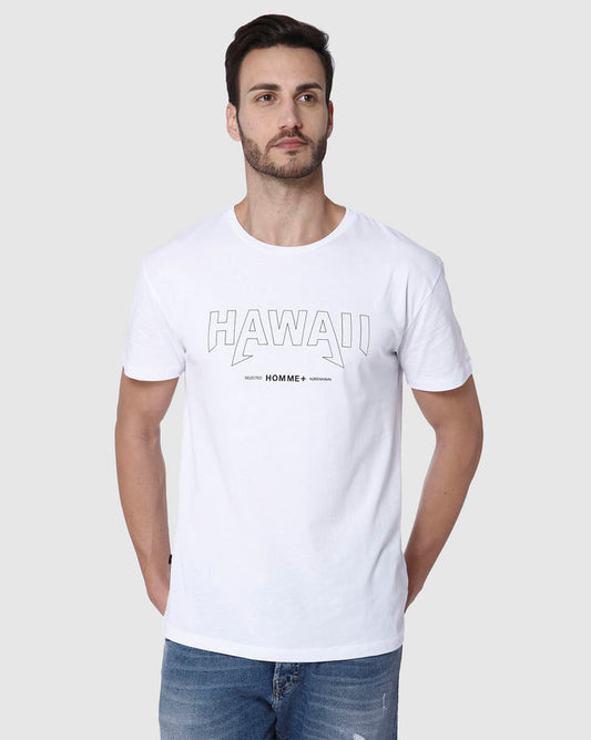 White Printed Crew Neck T-Shirt