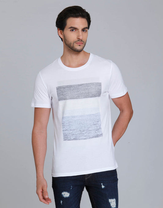 White Printed Crew Neck T-Shirt