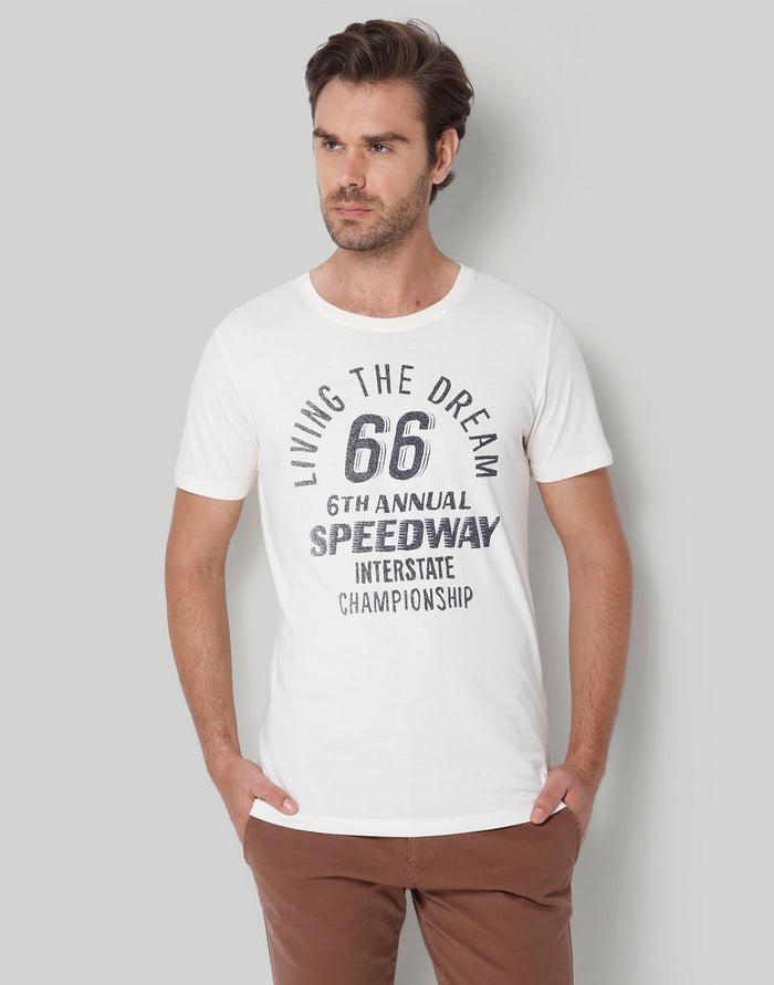 White Printed Crew Neck T-Shirt
