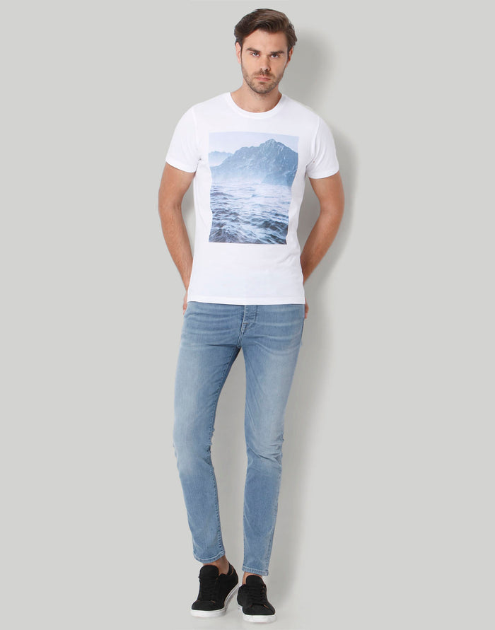 White Printed Crew Neck T-Shirt