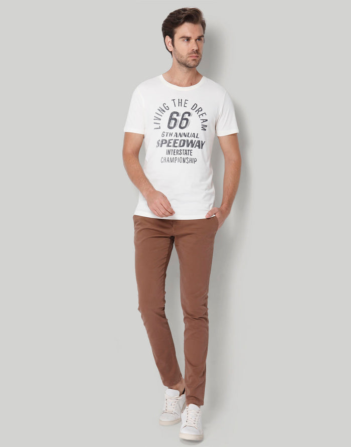 White Printed Crew Neck T-Shirt