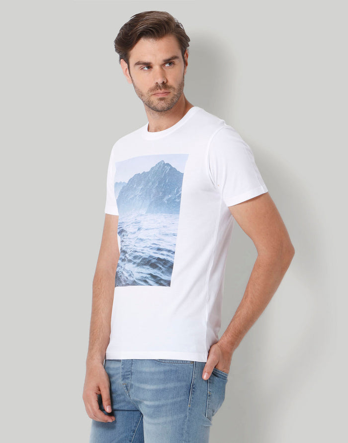 White Printed Crew Neck T-Shirt