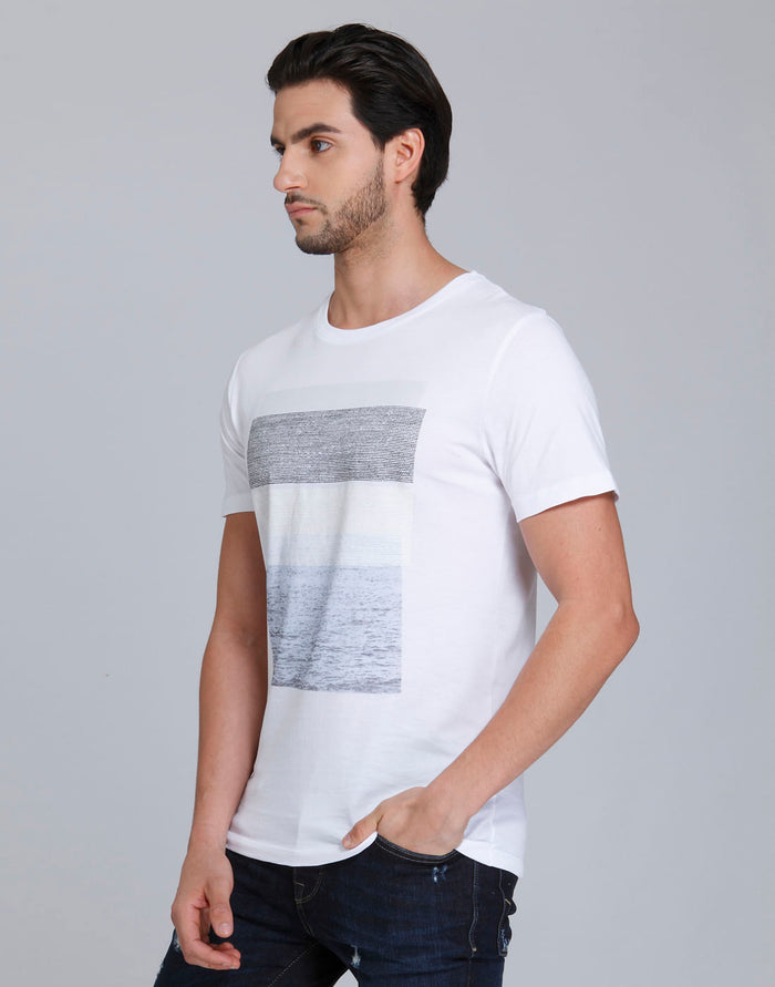 White Printed Crew Neck T-Shirt