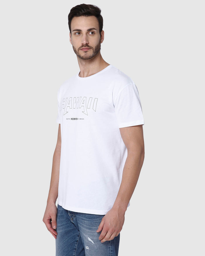 White Printed Crew Neck T-Shirt