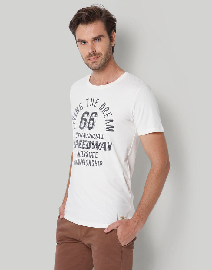 White Printed Crew Neck T-Shirt