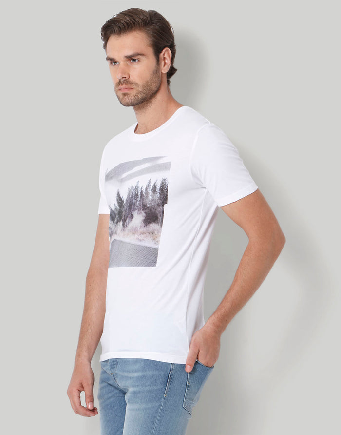 White Printed Crew Neck T-Shirt