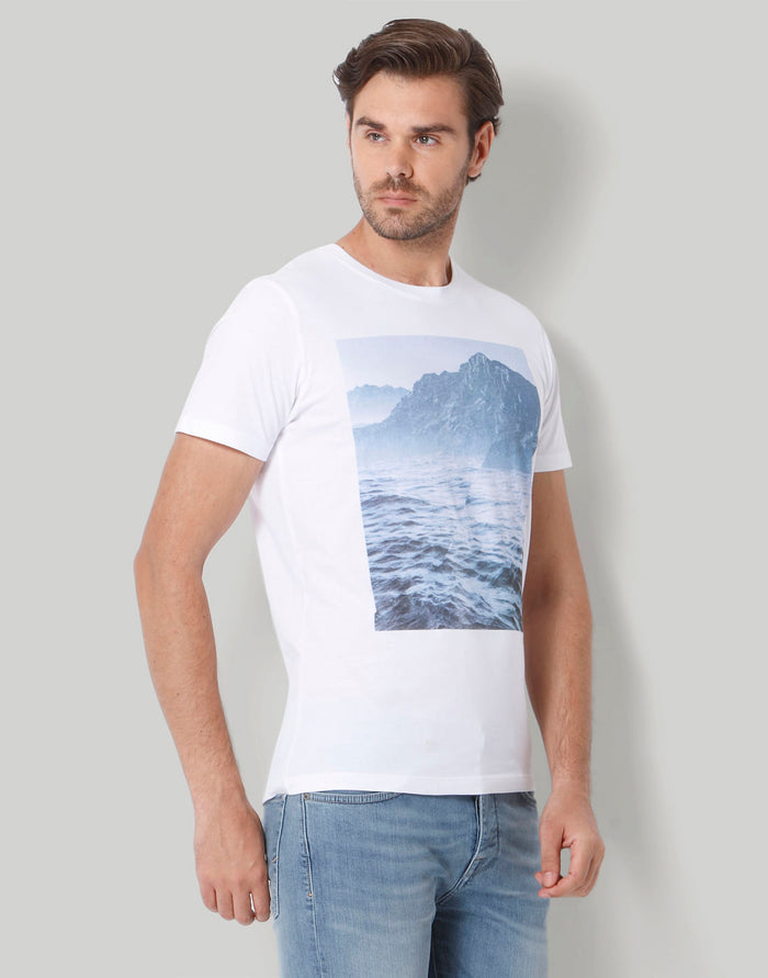 White Printed Crew Neck T-Shirt