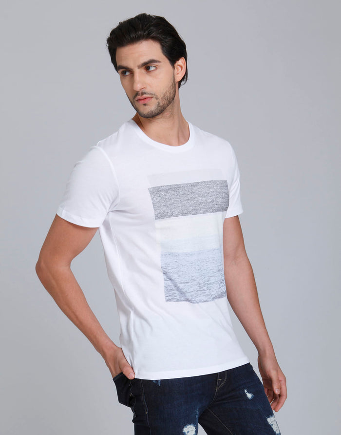 White Printed Crew Neck T-Shirt