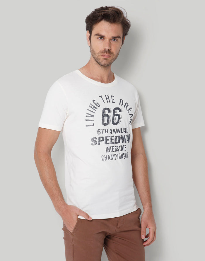 White Printed Crew Neck T-Shirt