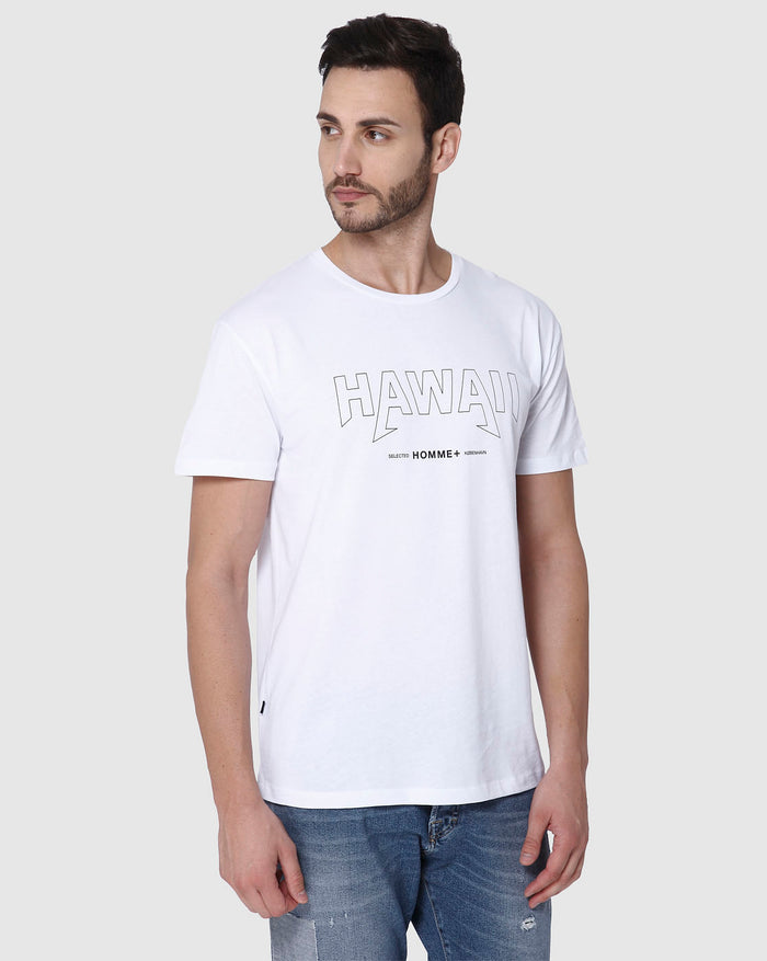 White Printed Crew Neck T-Shirt