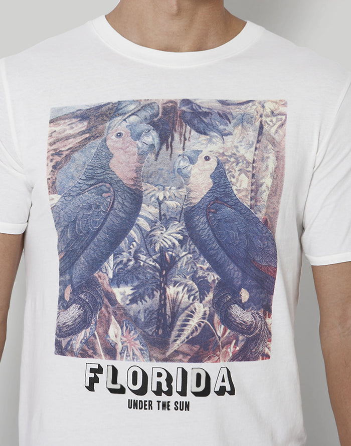 White Printed Crew Neck T-Shirt