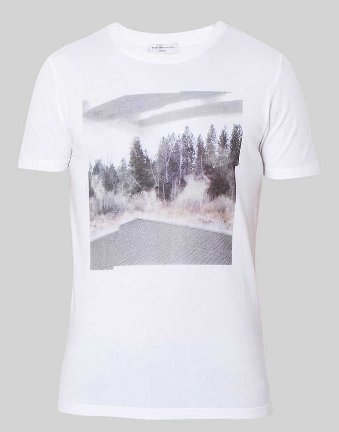 White Printed Crew Neck T-Shirt