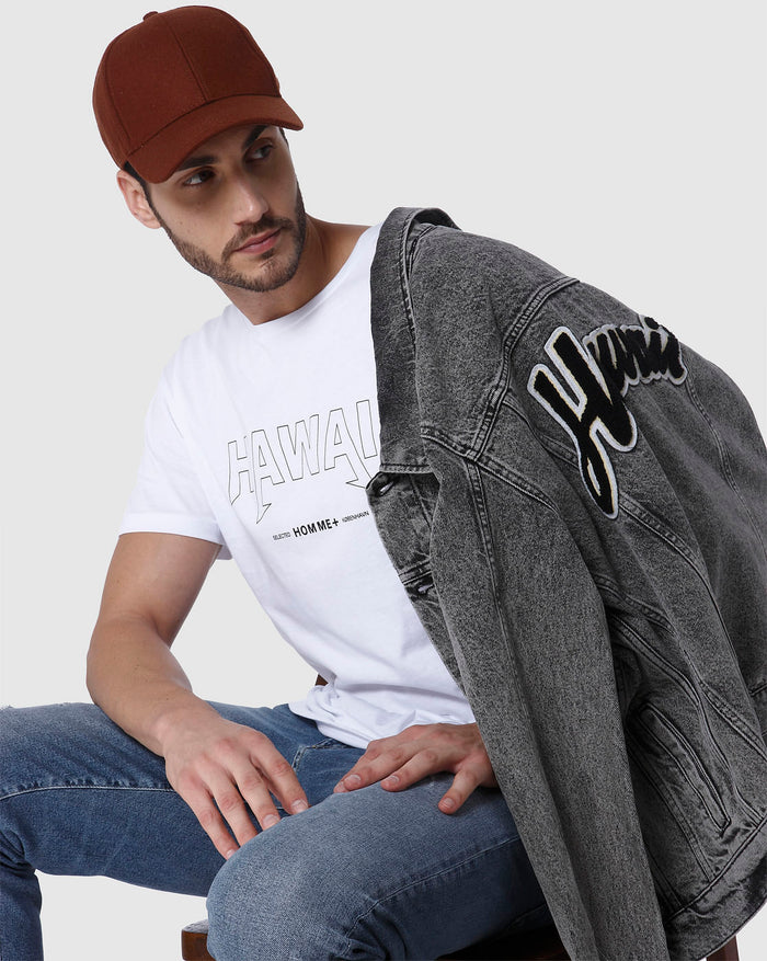 White Printed Crew Neck T-Shirt