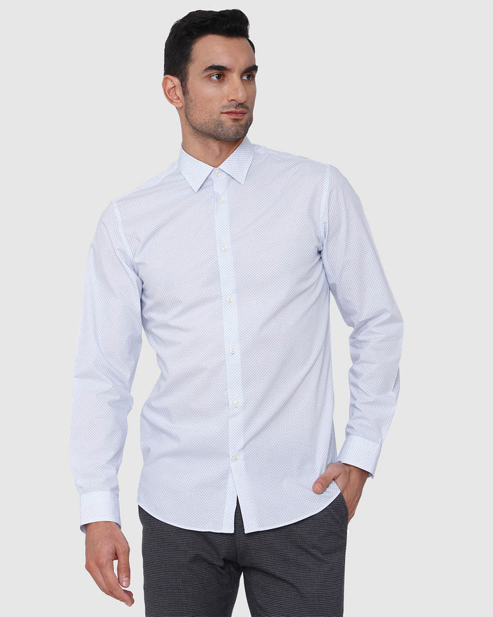 White Printed Full Sleeves Shirt