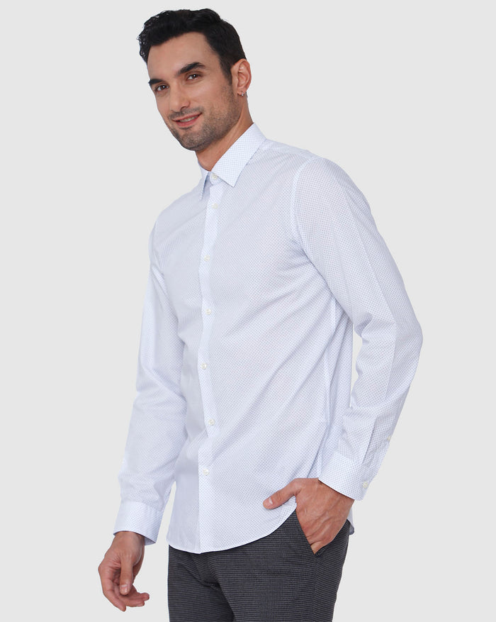White Printed Full Sleeves Shirt