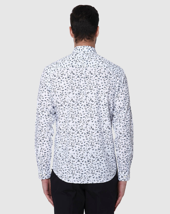 White Printed Full Sleeves Shirt