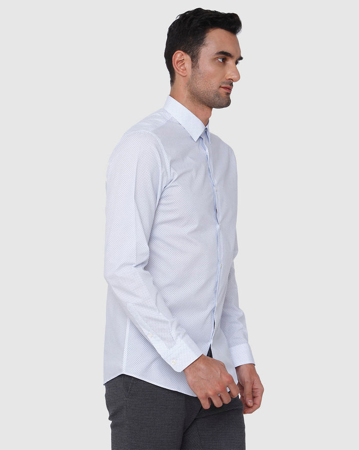 White Printed Full Sleeves Shirt