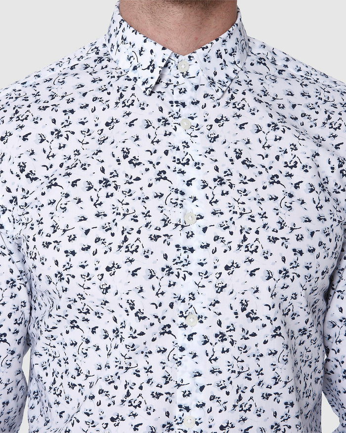White Printed Full Sleeves Shirt