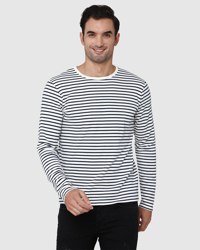 White Striped Crew Neck T-Shirt
