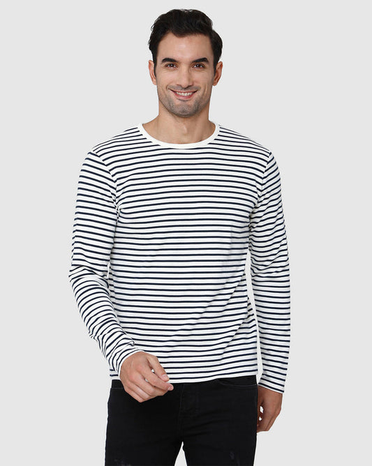White Striped Crew Neck T-Shirt
