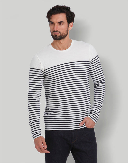 White Striped Crew Neck T-Shirt