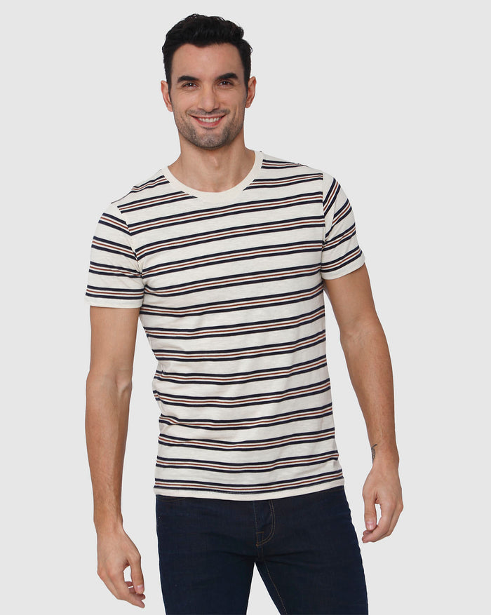 White Striped Crew Neck T-Shirt
