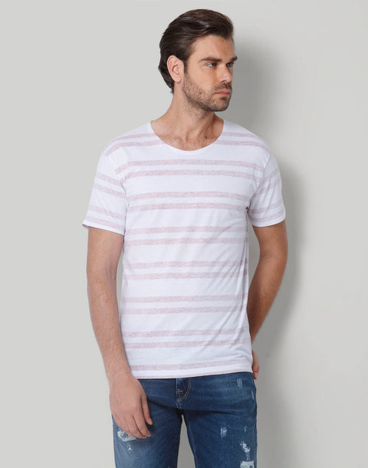 White Striped Crew Neck T-Shirt